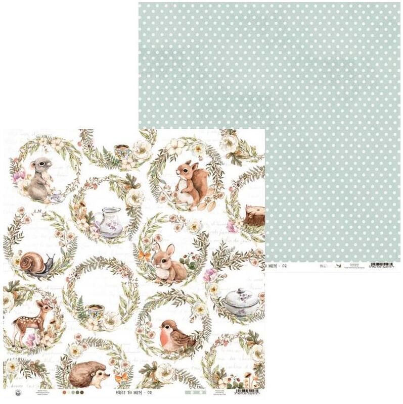 Sada scrapbookových oboustranně potištěných papírů P13 12x12" Forest tea party - sada 12 listů