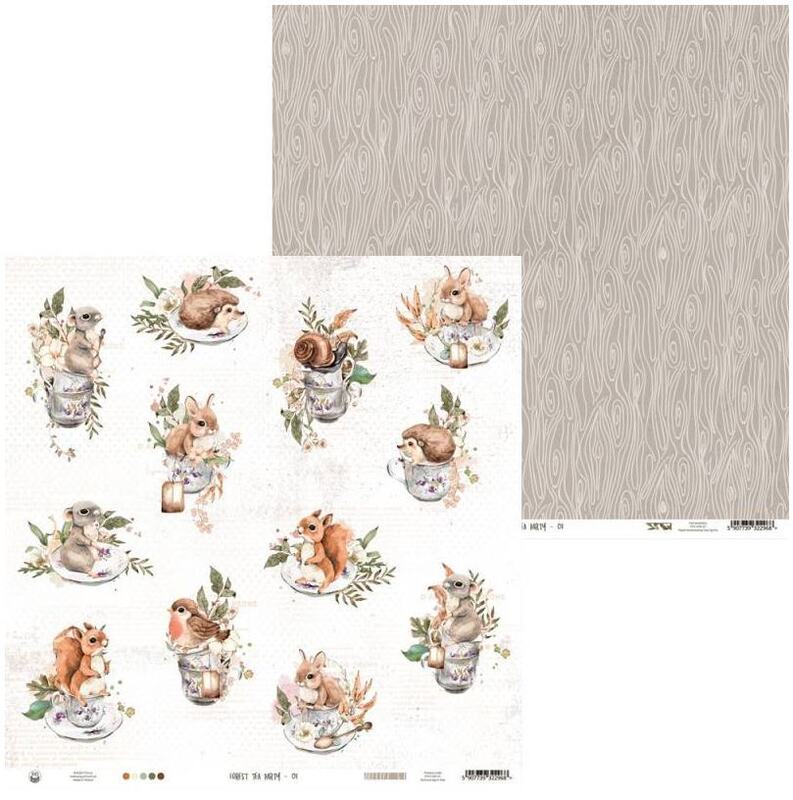 Sada scrapbookových oboustranně potištěných papírů P13 12x12" Forest tea party - sada 12 listů