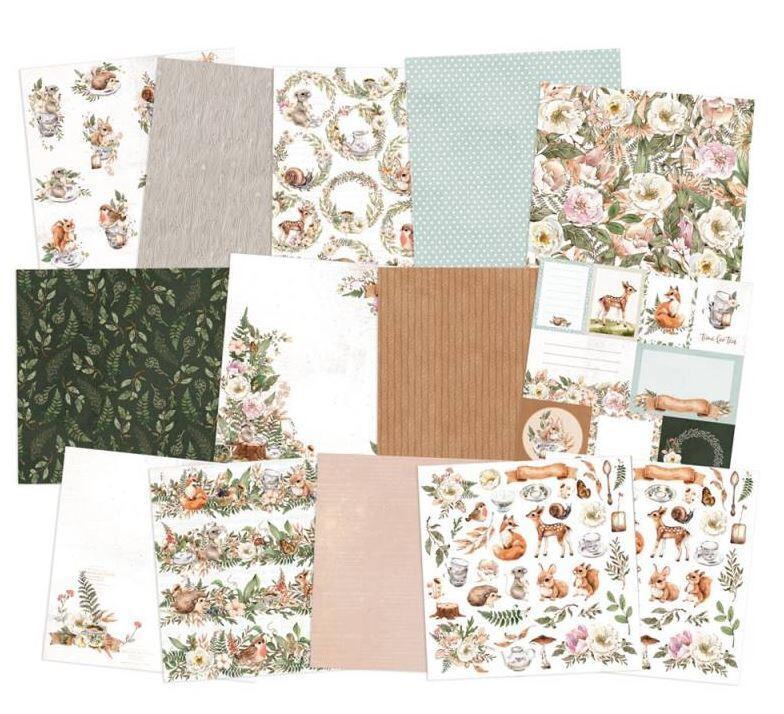 Sada scrapbookových oboustranně potištěných papírů P13 12x12" Forest tea party - sada 12 listů
