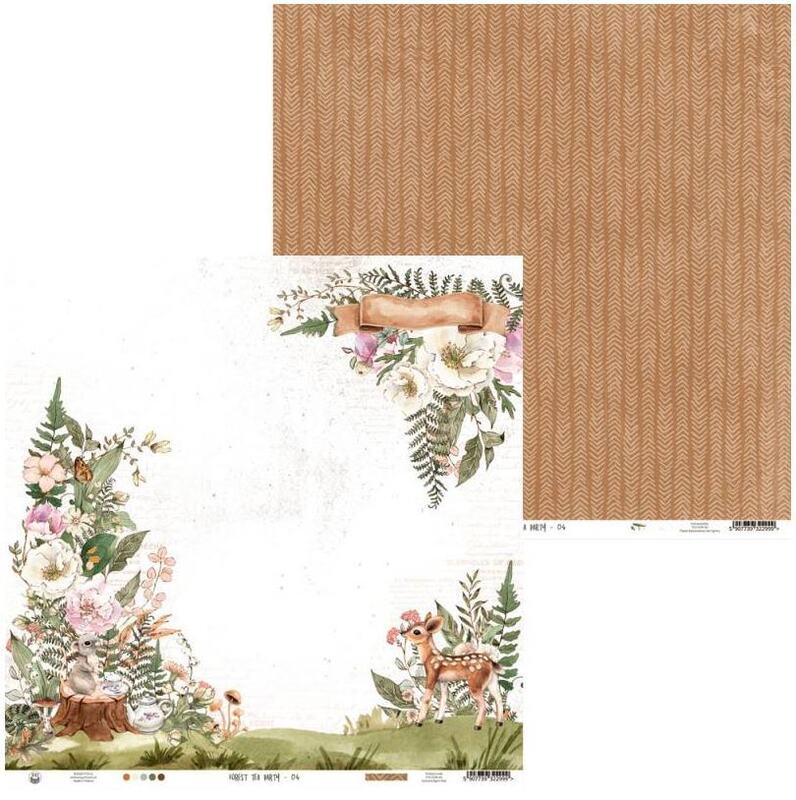 Sada scrapbookových oboustranně potištěných papírů P13 12x12" Forest tea party - sada 12 listů