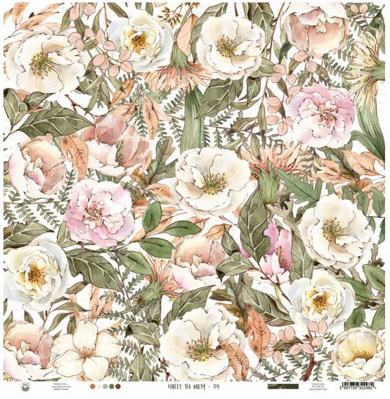 Sada scrapbookových oboustranně potištěných papírů P13 12x12" Forest tea party - sada 12 listů
