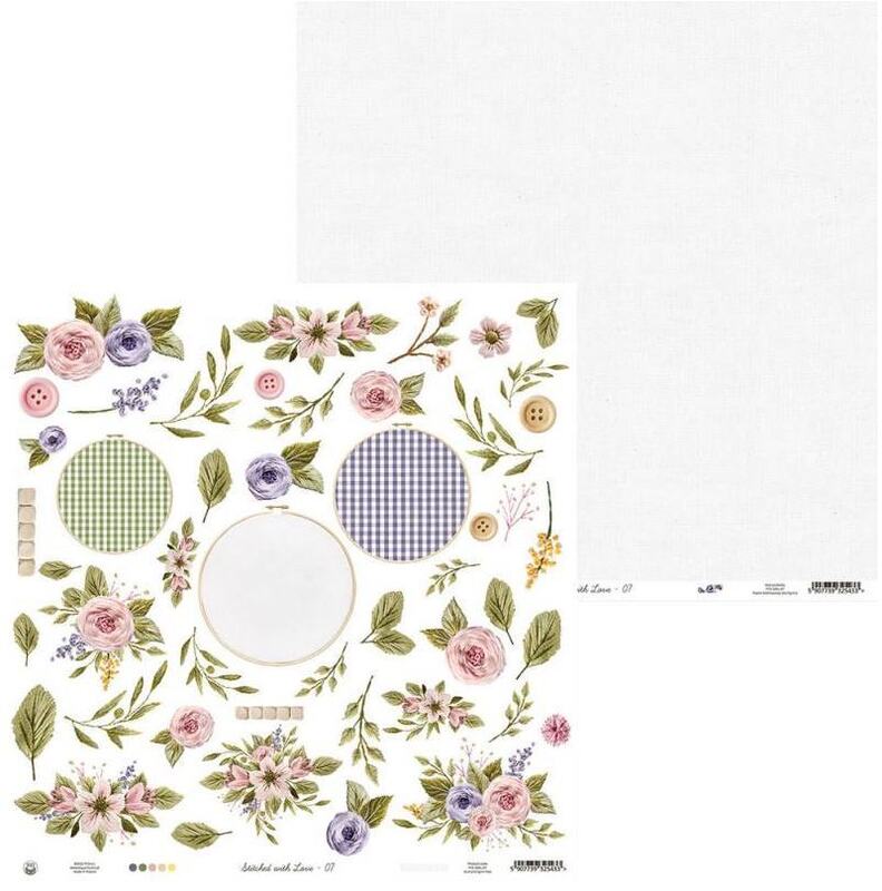 Sada scrapbookových oboustranně potištěných papírů P13 12x12" Stitched with love - sada 12 listů