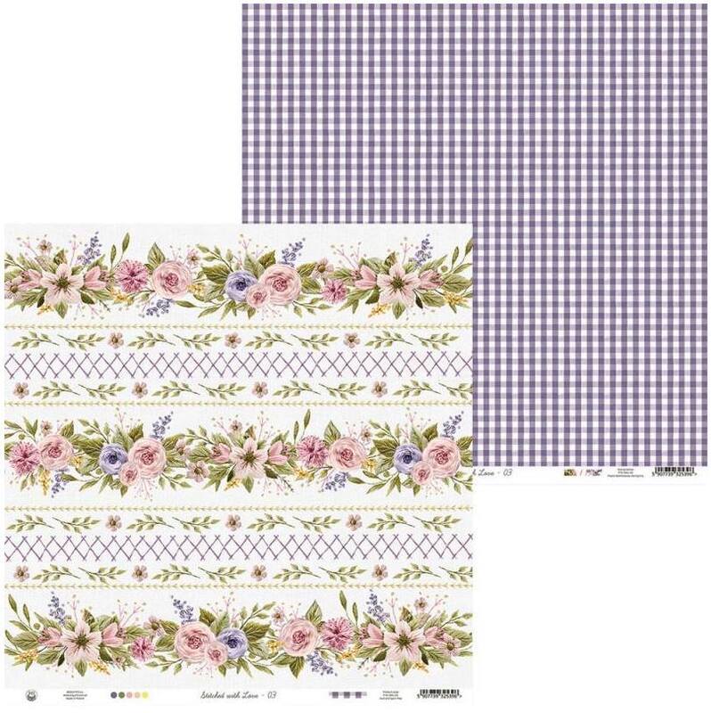 Sada scrapbookových oboustranně potištěných papírů P13 12x12" Stitched with love - sada 12 listů