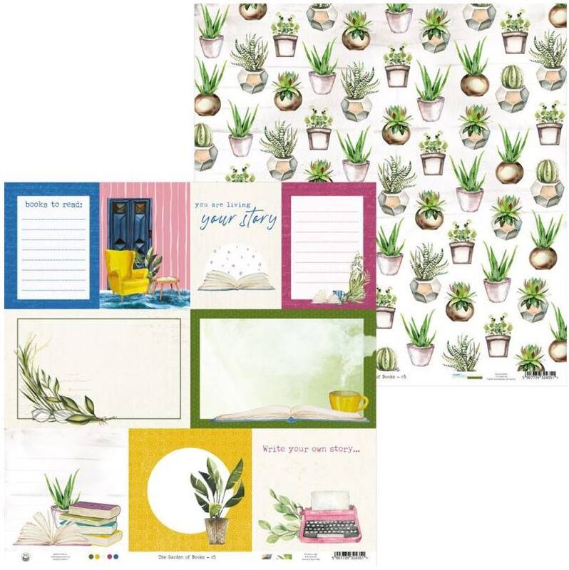 Sada scrapbookových oboustranně potištěných papírů P13 12x12" The garden of books - sada 12 listů