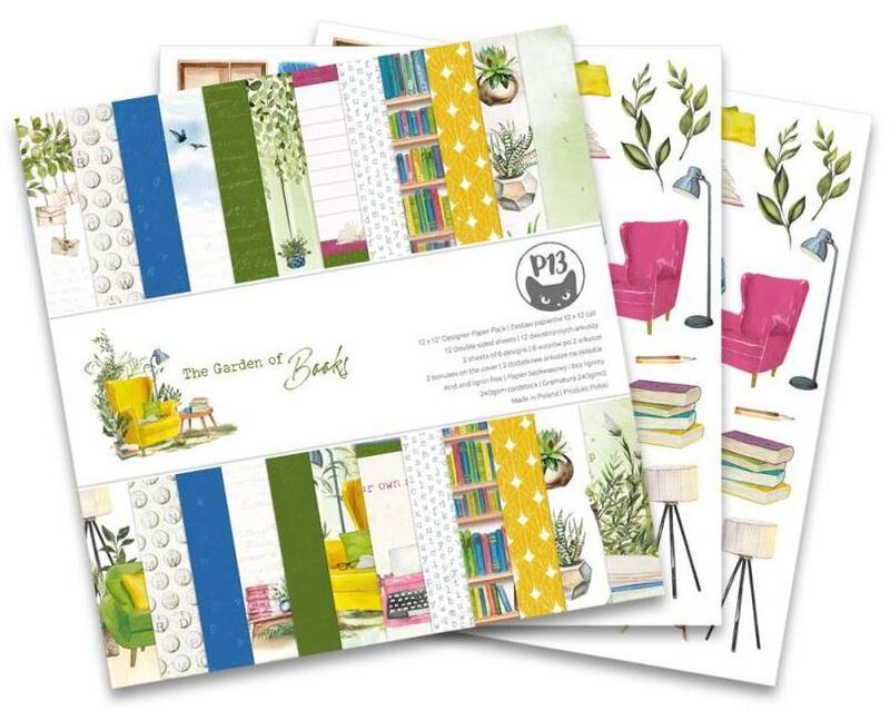 Sada scrapbookových oboustranně potištěných papírů P13 12x12" The garden of books - sada 12 listů
