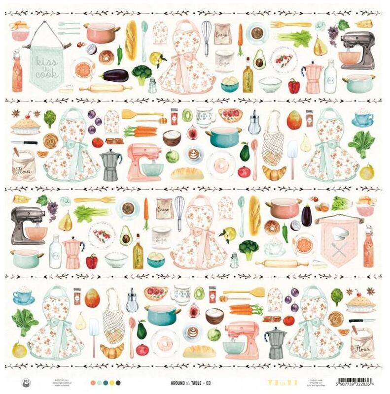 Sada scrapbookových oboustranně potištěných papírů P13 12x12" Around the table - sada 12 listů