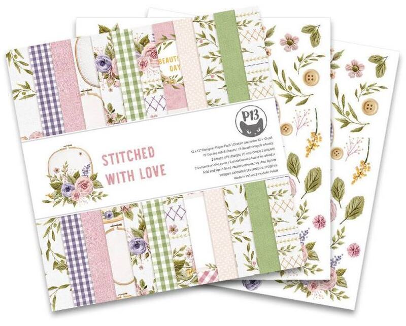 Sada scrapbookových oboustranně potištěných papírů P13 6x6" Stitched with love - sada 24 listů