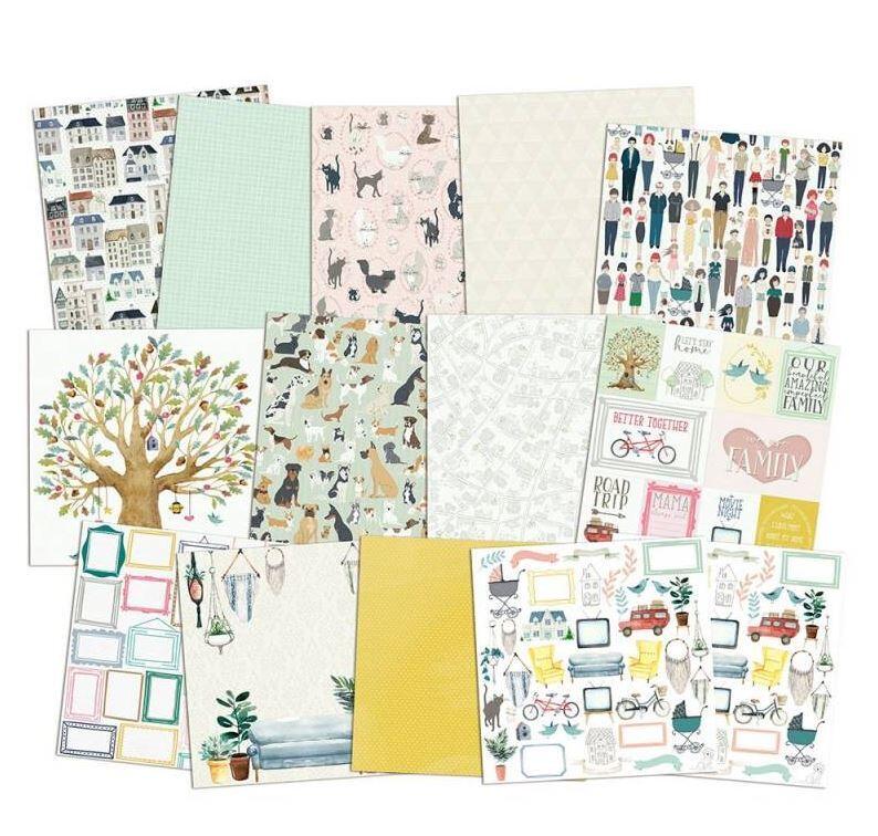 Sada scrapbookových oboustranně potištěných papírů P13 6x8" We are family - sada 24 listů