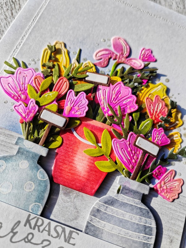 Přání ruční výroba - Kytice ve váze 2