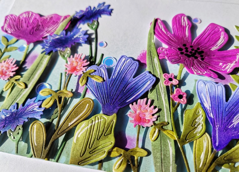 Přání ruční výroba - Rozkvetlá louka