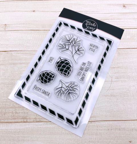 Silikonová razítka MODA SCRAP - Větvičky a šišky borovice - sada 9 ks