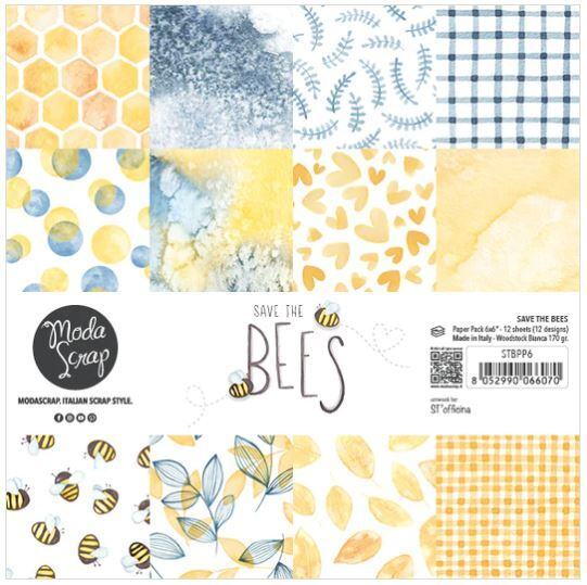 Sada papírů MODA SCRAP 6x6" - Save the Bees - sada 12 listů