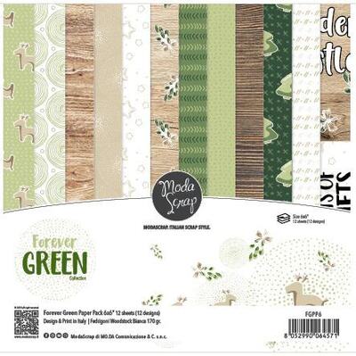 Sada papírů MODA SCRAP 6x6" - Forever green - sada 12 listů