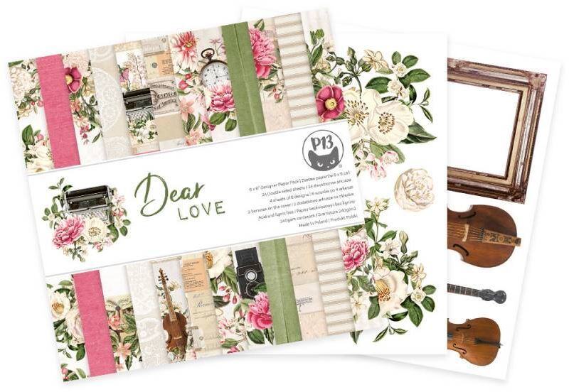 Sada scrapbookových oboustranně potištěných papírů P13 6x6" - Dear Love - sada 24 listů