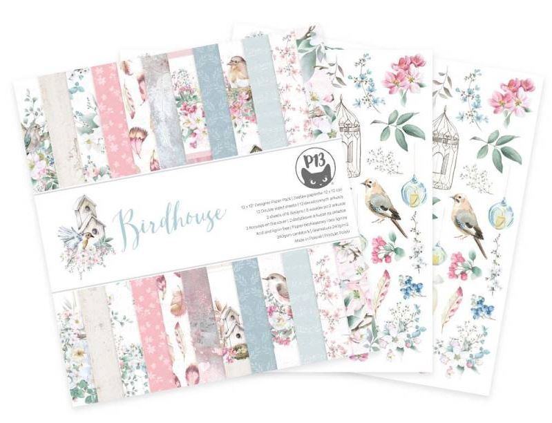Sada scrapbookových oboustranně potištěných papírů P13 12x12" - Birdhouse - sada 12 listů