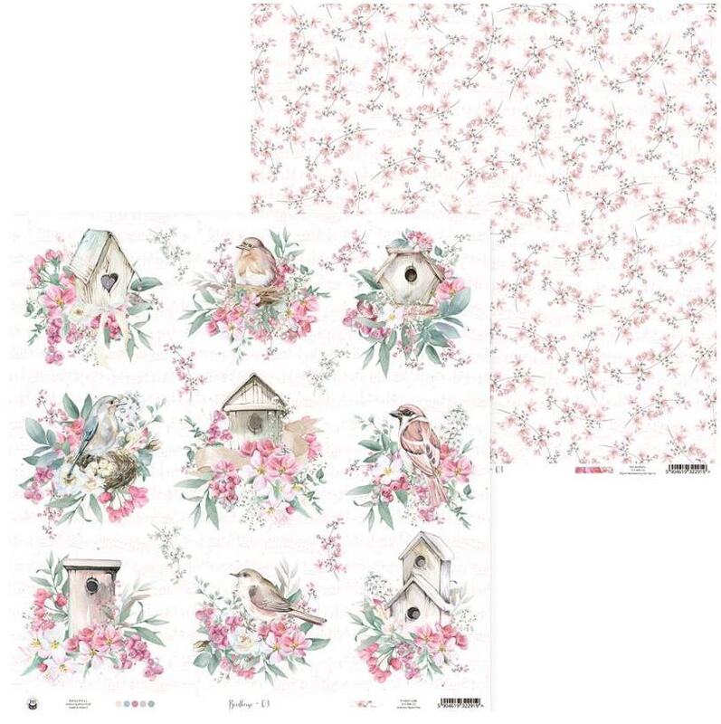 Sada scrapbookových oboustranně potištěných papírů P13 12x12" - Birdhouse - sada 12 listů