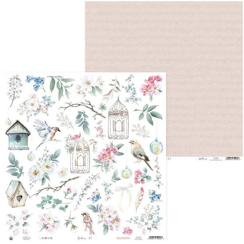 Sada scrapbookových oboustranně potištěných papírů P13 12x12" - Birdhouse - sada 12 listů