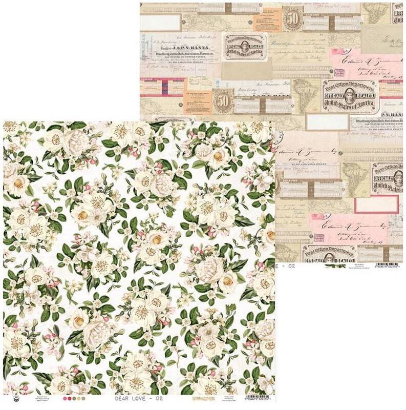 Sada scrapbookových oboustranně potištěných papírů P13 12x12" - Dear Love - sada 12 listů