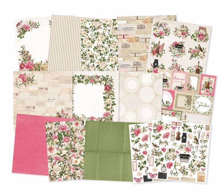 Sada scrapbookových oboustranně potištěných papírů P13 12x12" - Dear Love - sada 12 listů