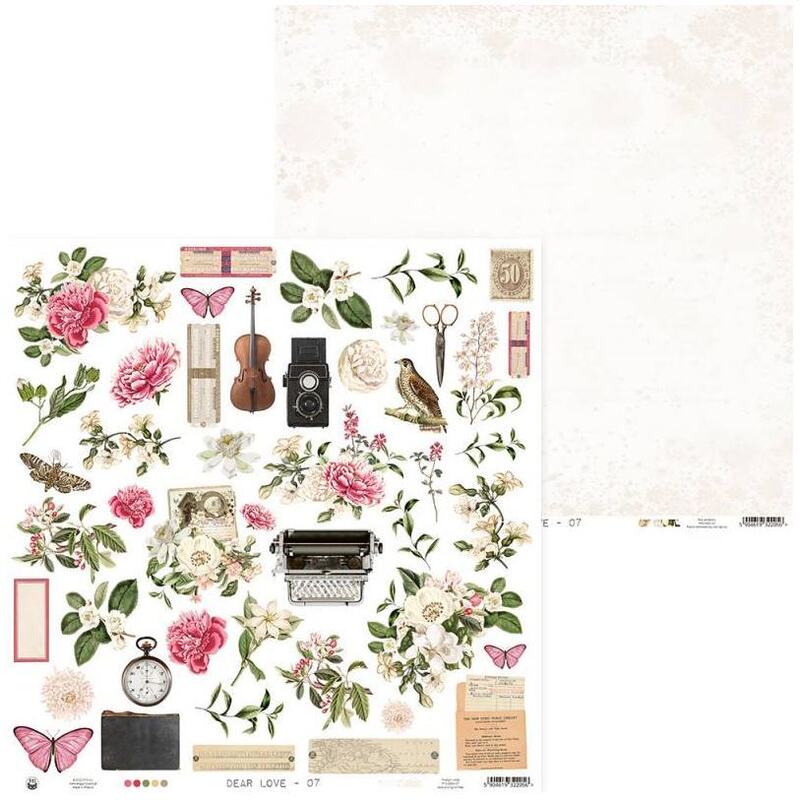 Sada scrapbookových oboustranně potištěných papírů P13 12x12" - Dear Love - sada 12 listů