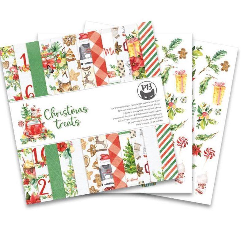 Sada scrapbookových oboustranně potištěných papírů P13 12x12" - Christmas treats - sada 12 listů