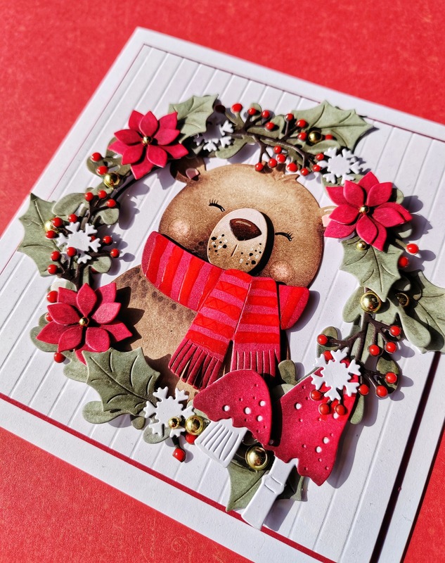 Přání ruční výroba - Medvěd červený