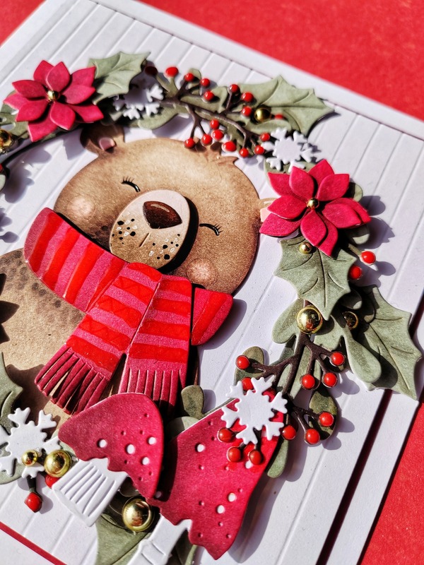 Přání ruční výroba - Medvěd červený