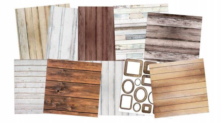 Sada scrapbookových oboustranně potištěných papírů P13 12x12" MCP Wood - sada 12 listů
