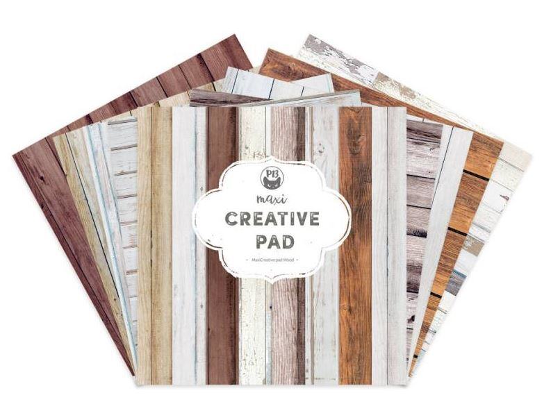 Sada scrapbookových oboustranně potištěných papírů P13 12x12" MCP Wood - sada 12 listů