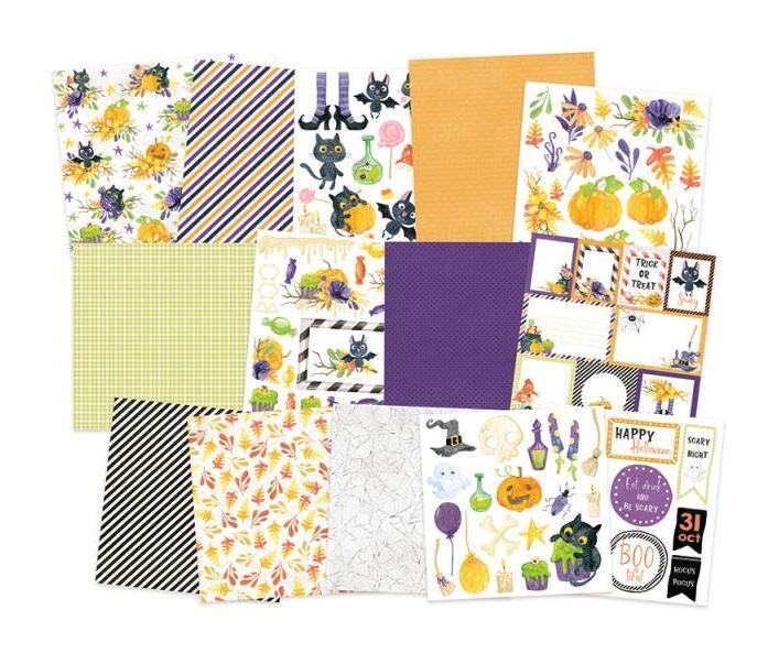 Sada scrapbookových oboustranně potištěných papírů P13 6x6" - Happy Halloween - sada 24 listů