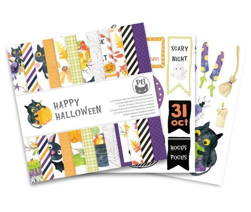 Sada scrapbookových oboustranně potištěných papírů P13 6x6" - Happy Halloween - sada 24 listů