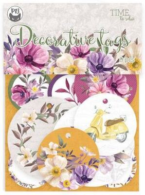 Dekorativní visačky P13 - Time to relax - sada 9 ks