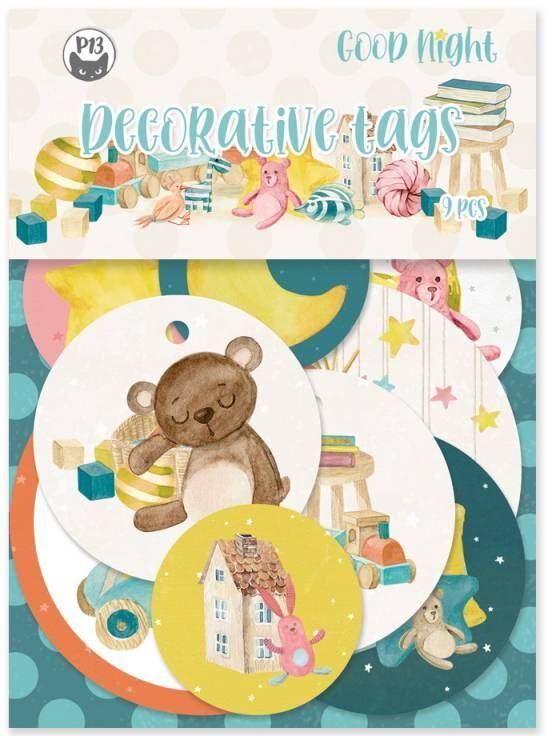 Dekorativní visačky P13 - Good Night - sada 9 ks
