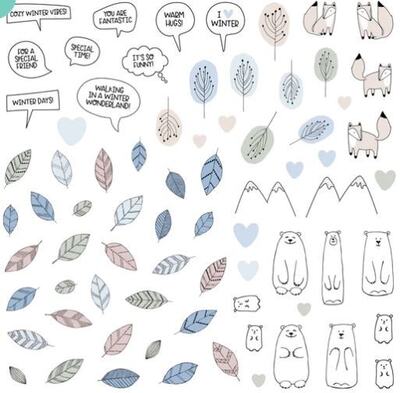 Papírové výseky MODA SCRAP - Winter Time - sada 74 ks