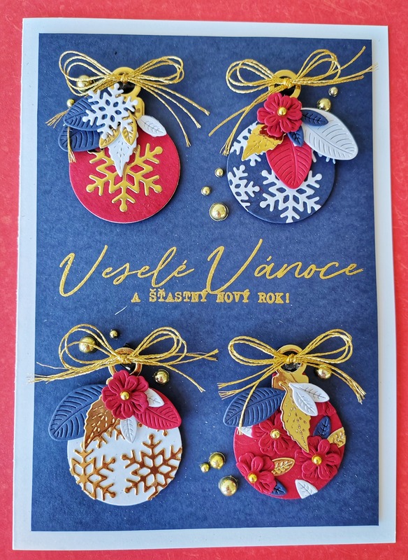Přání ruční výroba - Vánoční ozdoby modré