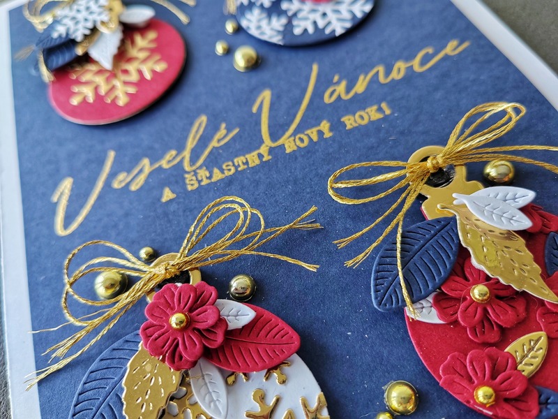 Přání ruční výroba - Vánoční ozdoby modré