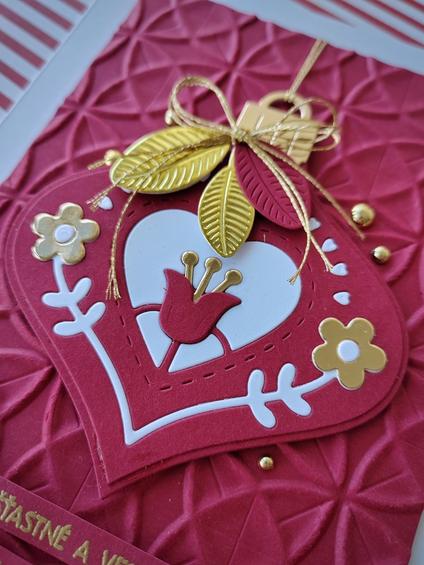 Přání ruční výroba - Vánoční ozdoba červená