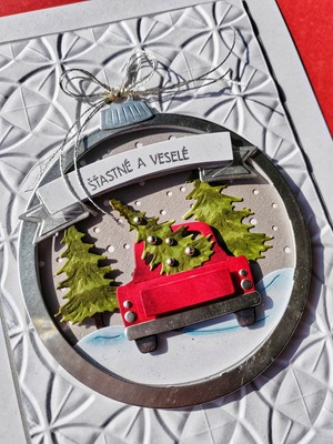 Přání ruční výroba - Vánoční ozdoba bílá - 1 ks