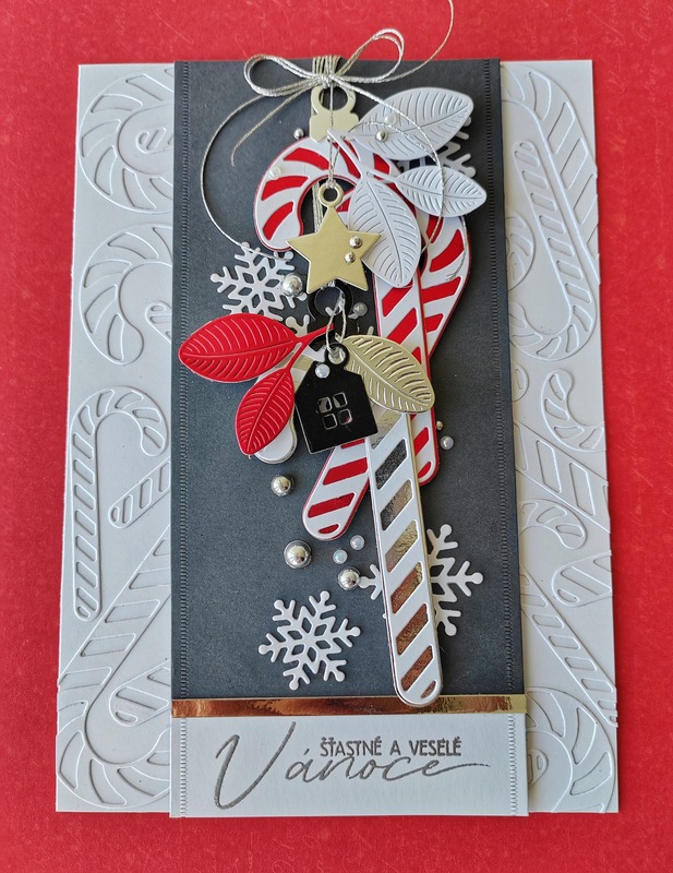 Přání ruční výroba - Vánoční ozdoby šedo-bílé