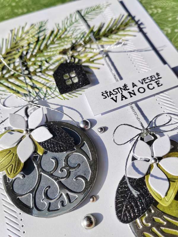 Přání ruční výroba - Vánoční ozdoby stříbrné