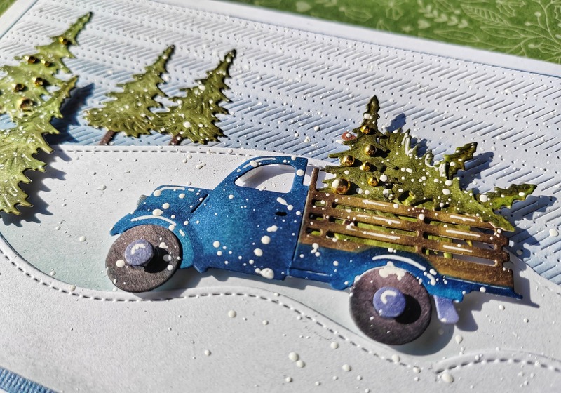 Přání ruční výroba - Vánoční stromky - 1 ks