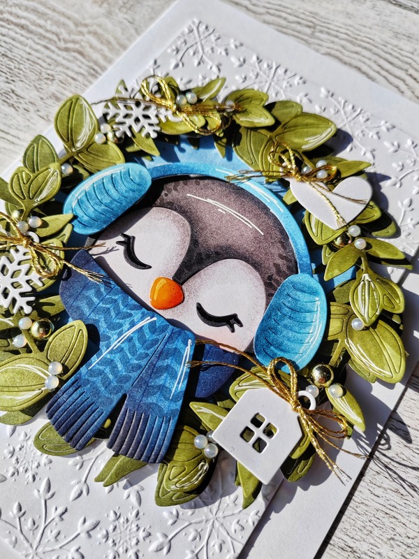 Přání ruční výroba - Vánoční tučňák