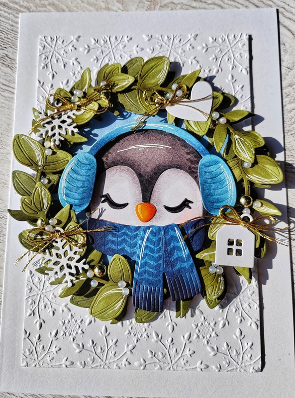 Přání ruční výroba - Vánoční tučňák