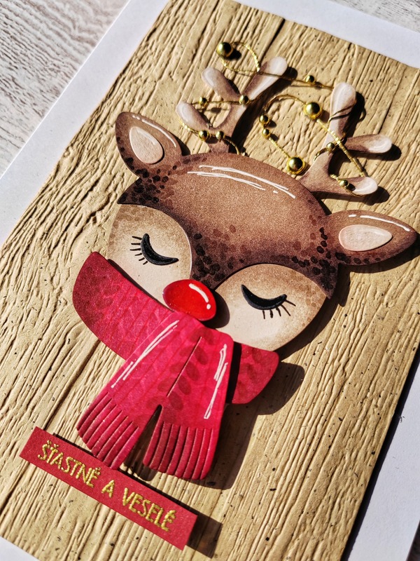 Přání ruční výroba - Vánoční sob