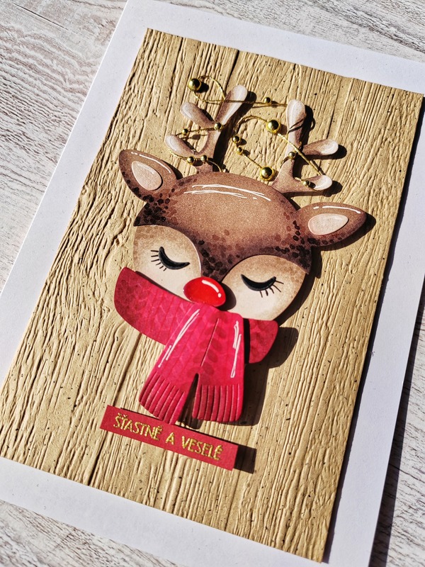 Přání ruční výroba - Vánoční sob