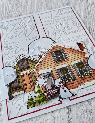 Přání ruční výroba - Zimní chata - 1 ks