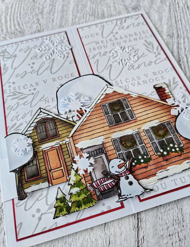 Přání ruční výroba - Zimní chata - 1 ks