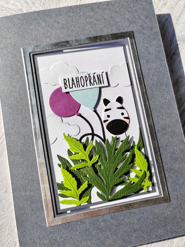 Přání ruční výroba - Zebra - 1 ks