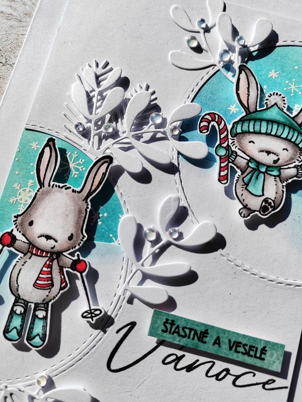 Přání ruční výroba - Zajíčci - 1 ks