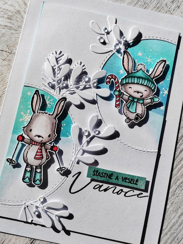 Přání ruční výroba - Zajíčci - 1 ks